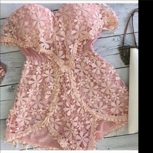 Blush Pink Lace Romper
